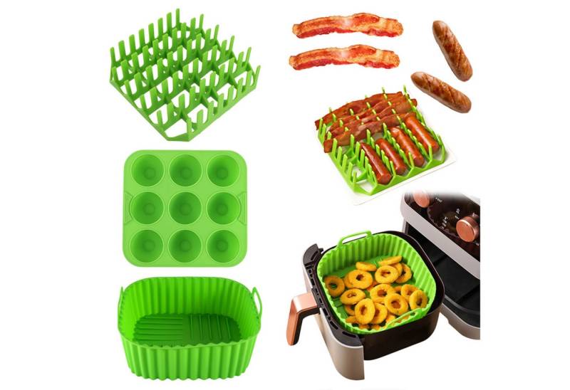 Refttenw Silikonform Silikon-Backblech-Set für Heißluftfritteusen,Zubehör,3 Stück Refttenw Silikonform Silikon-Backblech-Set für Heißluftfritteusen,Zubehör,3 Stück von Refttenw