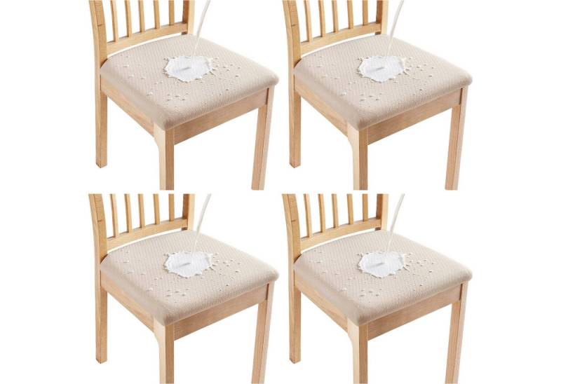 Refttenw Stuhlhusse Esszimmerstühle Sitzbezüge 4er Set, Stretch Abwaschbar Stuhlbezug von Refttenw