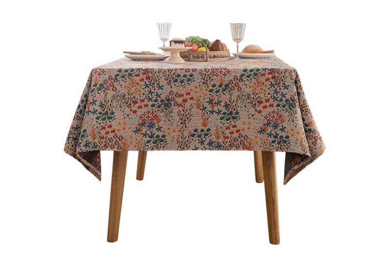Refttenw Tischdecke Jacquard Tischdecke Vintage Blumenmuster, Leinenstruktur, Rechteckig Tischtücher 90x90 cm, Pflegeleicht, für Esszimmer Garten Refttenw Tischdecke Jacquard Tischdecke Vintage Blumenmuster, Leinenstruktur, Rechteckig Tischtücher 90x90 cm, Pflegeleicht, für Esszimmer Garten von Refttenw