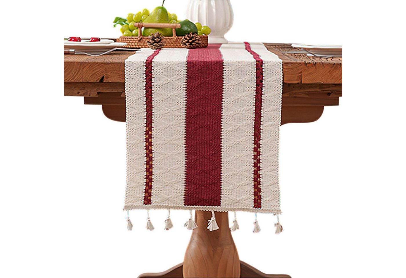 Refttenw Tischläufer Tischläufer mit Quastenbesatz,Boho-Makramee-Tischläufer,Tischdeko Refttenw Tischläufer Tischläufer mit Quastenbesatz,Boho-Makramee-Tischläufer,Tischdeko von Refttenw