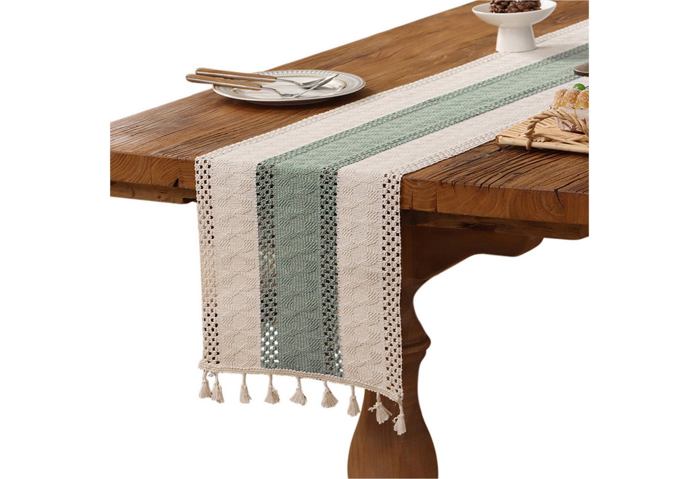 Refttenw Tischläufer Tischläufer mit Quastenbesatz,Boho-Makramee-Tischläufer,Tischdeko Refttenw Tischläufer Tischläufer mit Quastenbesatz,Boho-Makramee-Tischläufer,Tischdeko von Refttenw