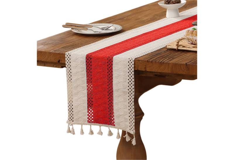 Refttenw Tischläufer Tischläufer mit Quastenbesatz,Boho-Makramee-Tischläufer,Tischdeko Refttenw Tischläufer Tischläufer mit Quastenbesatz,Boho-Makramee-Tischläufer,Tischdeko von Refttenw