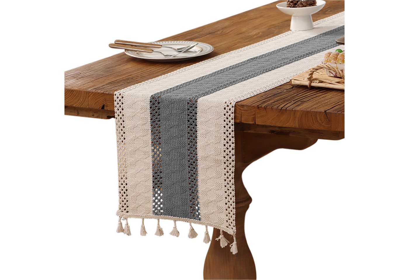 Refttenw Tischläufer Tischläufer mit Quastenbesatz,Boho-Makramee-Tischläufer,Tischdeko Refttenw Tischläufer Tischläufer mit Quastenbesatz,Boho-Makramee-Tischläufer,Tischdeko von Refttenw