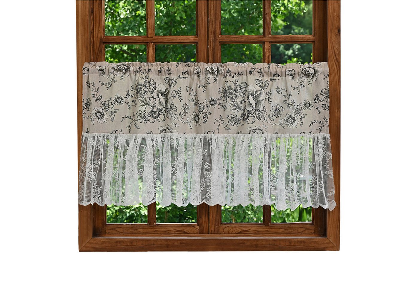 Refttenw Vorhang Kurz Landhaus Gardine Spitze Bistrogardine, Blumenmuster, Vorhänge für Kleine Küchengardine Kaffee Wohnzimmer kleines Fenster von Refttenw