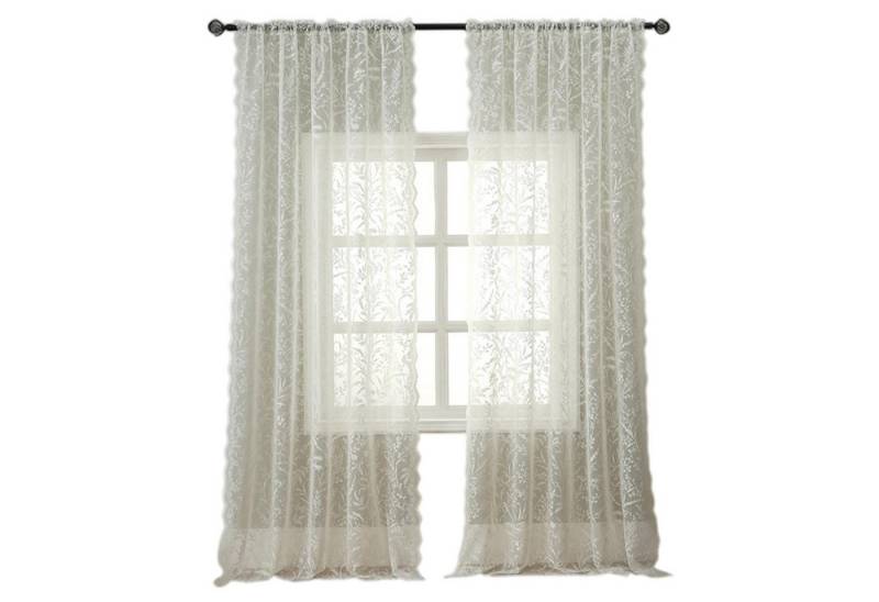 Refttenw Vorhang Spitzenvorhänge,Boho-Blume Rüschenvorhänge, 2 Stück von Refttenw