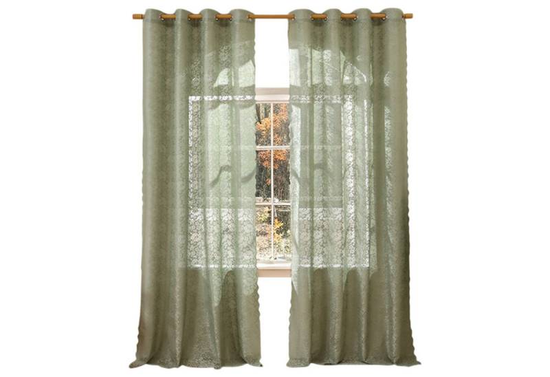 Refttenw Vorhang Wohnzimmer Blumenspitze Vorhänge,Transparente Voile Sheer Vorhänge von Refttenw