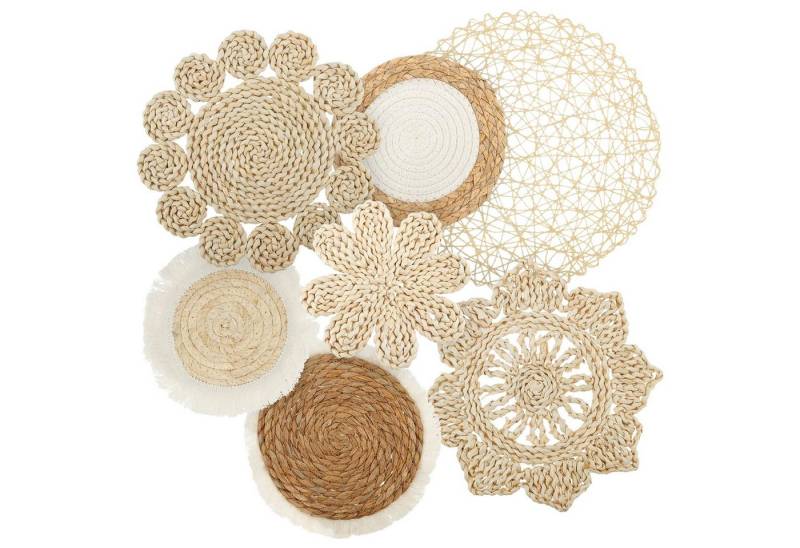 Refttenw Wanddekoobjekt Wandkorb Set 7 Stück Boho Gewebte Wandkorbdekoration (7 St), Seegras, Rattan, Rund, Flach, für Wohnzimmer Esszimmer von Refttenw