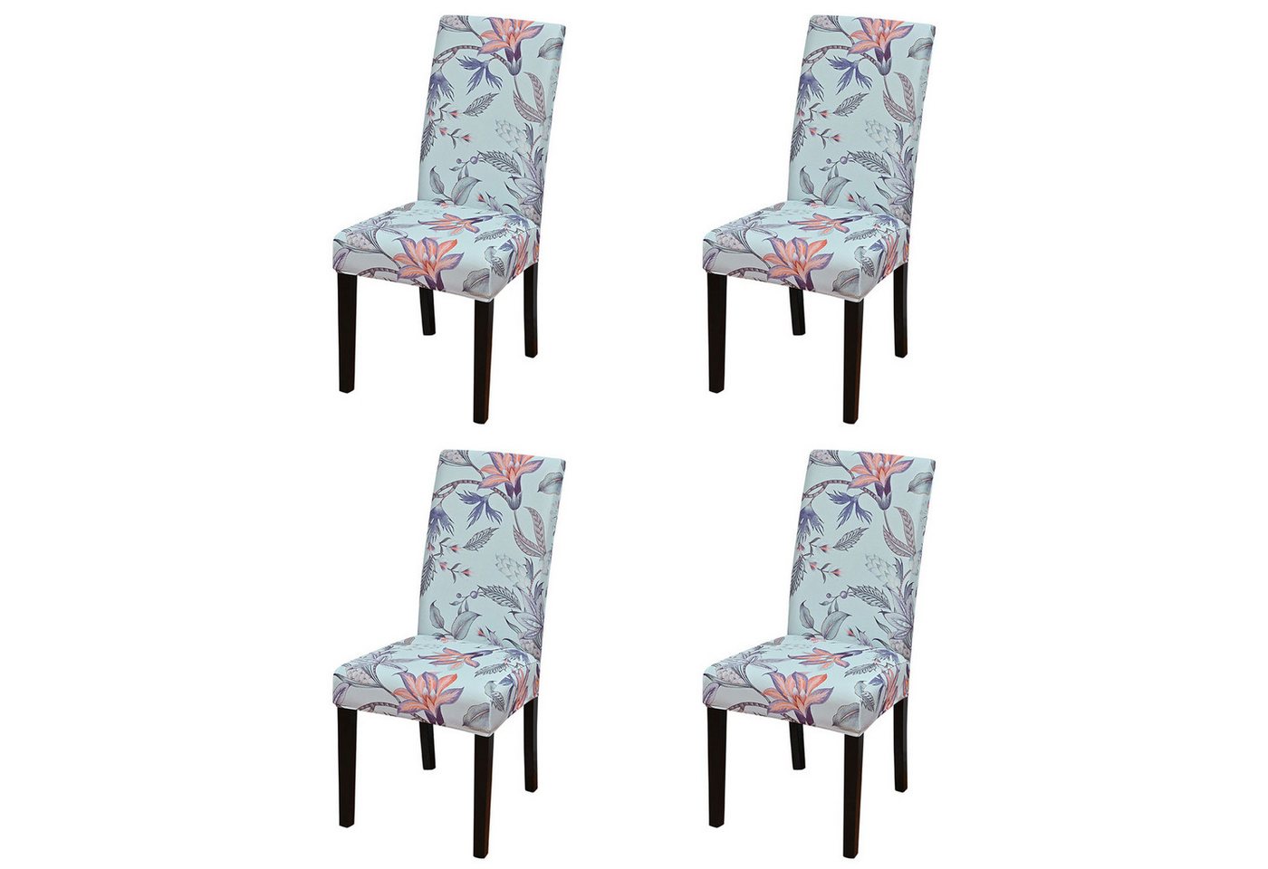 Refttenw Stuhlhusse Stuhlhusse Elastische Stretch Abnehmbar und Waschbar Blume Stuhlhussen, 4-St von Refttenw