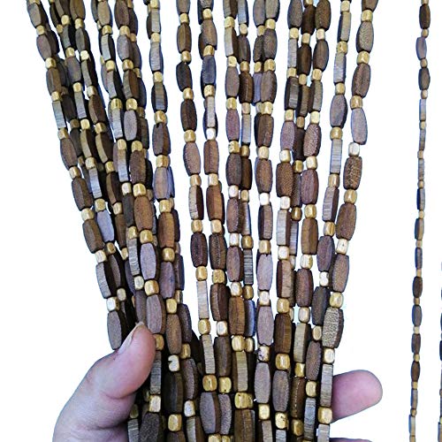 Refue Raumteiler Türvorhang Perlen Vorhang Amber Holzperlenvorhang Wohnzimmer Dekoration, Innen Hängevorhang balkontür Sichtschutz von Refue