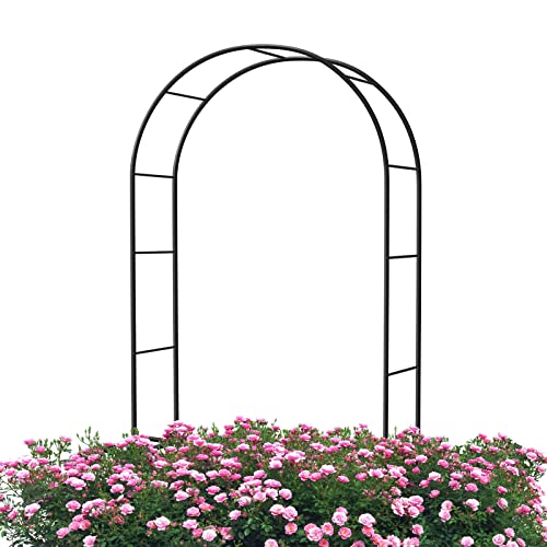 Refue Rosenbogen 80/120/140/160/180/200 cm breit Metall Gartenbogen Schwarz Pergola Rankhilfe Rosenspalier Rankgitter Rankbogen für Kletterpflanzen deko Hochzeit (Größe : B120 x H220cm) von Refue