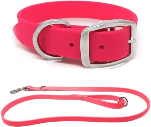 Regal Dog Products Hundehalsband Biothane Wasserfest mit 1,5m Leine für Kleine, Mittelgroße, Große Hunde (Rosa) – mit D-Ring mit Auffälliger Farbe - für Welpen, Mittelgrosse & Grosse Hunde von Regal Dog Products