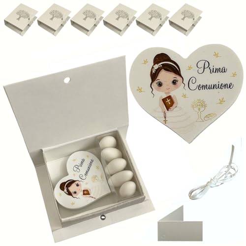 Regalami. Shop, 6 Magnete für Gastgeschenke zur Erstkommunion für Mädchen, komplett mit Schachtel, weißem Band und Konfektschachteln (Magnet Mädchen) von Regalami