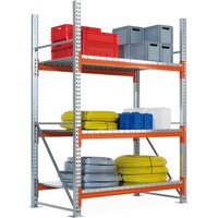 META Weitspannregal, mit Stahlpaneelen, GF, verzinkt/rotorange, HxBxT 2.200 x 2.700 x 800 mm von META