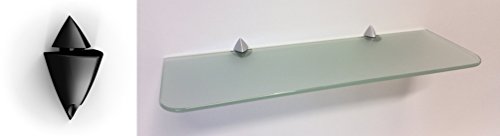 Glasregal 59,5x20 cm satiniertes (mattes) mit Clip ICEBERG schwarz /ROY15 abgerundete Ecken von Regale4You