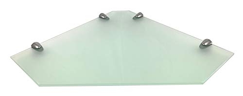 Glasregal Ecke Pentagon 55 cm satiniertes Glas EinscheibenSicherheitsglas (ESG) / Clip Midi silbermatt / 3 Regale von Regale4You