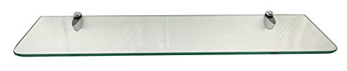Glasregal Klarglas 89,5x25 cm abgerundete Ecken /Clip C325 in chromfarben / 1 Regalset von Regale4You