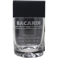 Gravierte/Personalisierte Bacardi Banner Design Grübchen Glasbecher in Geschenkbox von RegaloUK