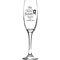 Gravierte/Personalisierte Godmother Butterfly Fusion Champagnerflöte Geschenk von RegaloUK