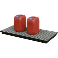 CEMO Aufangwanne aus PE, HxBxT 80 x 620 x 1.300 mm, Auffangvolumen 40 l, Gitterrost aus Stahl von CEMO
