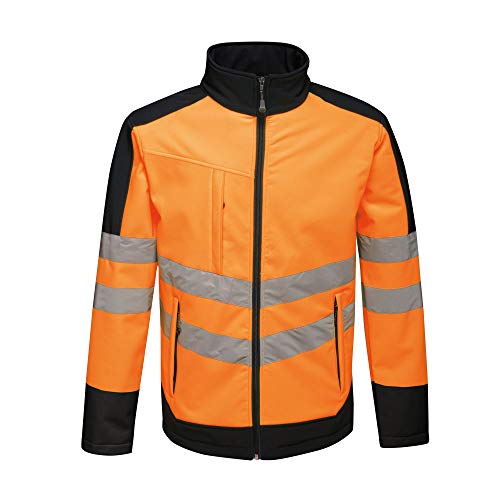 Regatta TRA625 5LV70 Professionelle Warnschutz-Softshelljacke, wasserdicht und atmungsaktiv, Orange/Marineblau, Größe L von Regatta