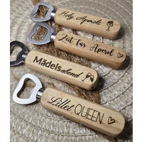 Flaschenöffner Holz Mit Gravur von Regenbogenmond