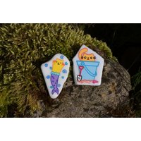 Bemalte Steine Katze Meerjungfrau Sandburg Meer Urlaubsfeeling Maritime Deko von RegenbogenxLaden