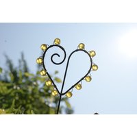 Pflanzstecker Herzform Spirale Mit Perlen Rost Gartendeko Metalldekoration von RegenbogenxLaden