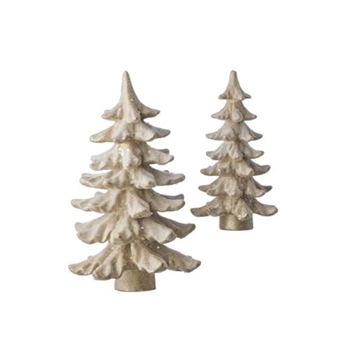 Regency International Harz Glitzer Blatt Baum Champagner 2er Set von Regency International