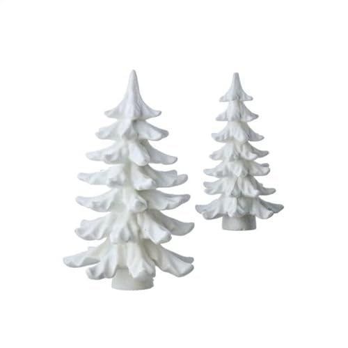 Regency International Harz Glitzer Blatt Baum Weiß Frost 2er Set von Regency International