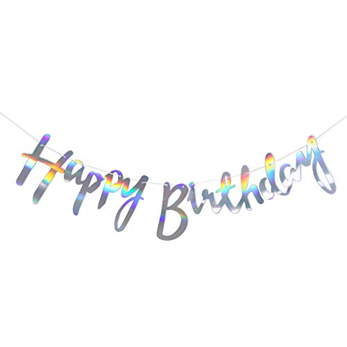 Regendeko Happy Birthday Glitter Girlande Dekoration Geburtstagsdeko Partydekorationen (Hologramm) von Regendeko
