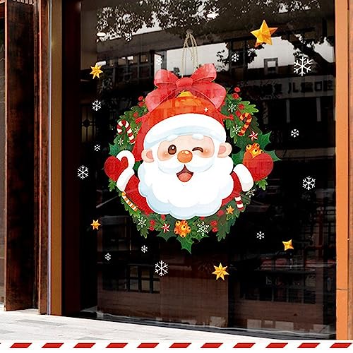 Regendeko Weihnachtsmann Kranz Fensterdeko Weihnachten Wandaufkleber Fensterbilder Weihnachten Weihnachtsdeko von Regendeko