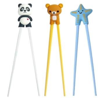 Essstäbchen Kinder, Regerly 4 Paar Stäbchen Kinder mit Tiermotiv Kinder Training Stäbchen Stäbchenkopf Abnehmbar Lernset Kleinkind-Essstäbchen Helfer für Anfänger Kleinkinder von Regerly