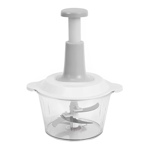 Manual Food Chopper, Regerly 1 Stück 1.5L Manuelle Zerkleinerer Zwiebelschneider Multizerkleinerer Pressstruktur mit 3 Edelstahlklingen Gemüseschneider für Gemüse/Knoblauch/Früchte Geeignet von Regerly