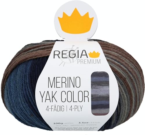 Regia Premium Merino Yak Color, 100G Ocean Gradient Color Handstrickgarne von Regia