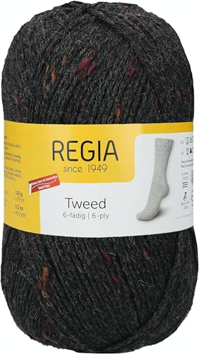 Schachenmayr Regia 6-Fädig Uni Tweed, 150G anthrazit Handstrickgarne von Regia