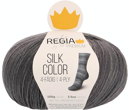 REGIA Premium Silk Color 9801634-00099 black color Handstrickgarn, Sockengarn, 100g Knäuel von Regia