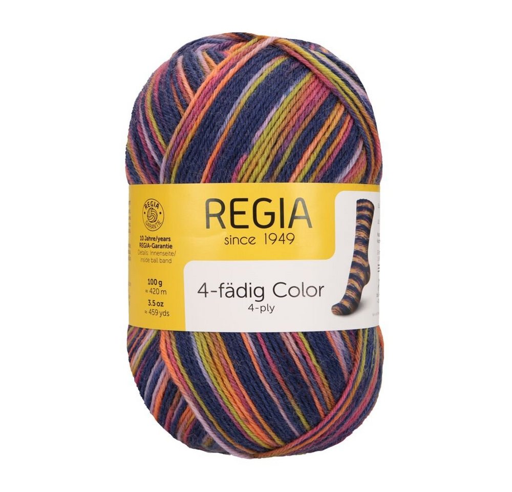 Regia Sockenwolle 4-fädig Wolle zum Socken stricken, häkeln Häkelwolle, 420,00 m (100g Sockengarn 4fädig, Strumpfwolle 4fach, Wolle zum Socken und Strümpfe stricken oder häkeln), trocknergeeignet von Regia