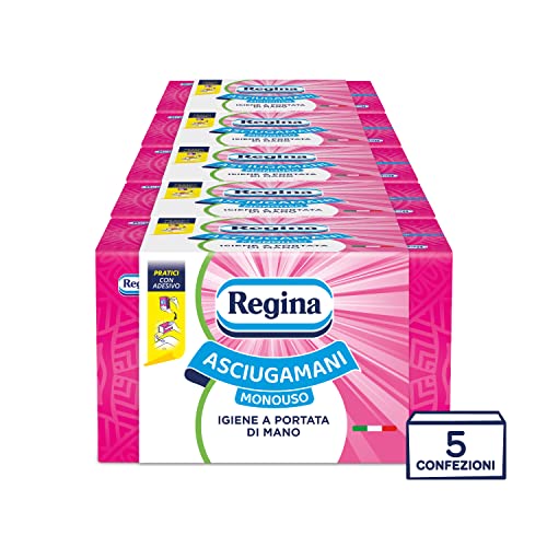 Regina Einweg-Handtücher – 5 Packungen mit je 100 Services, praktische und hygienische Handtücher, 100% FSC-Zellulose, biologisch abbaubar, Spenderverpackung von Regina