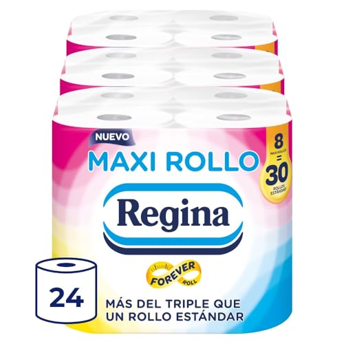 Regina Maxi-Rolle – 24 Rollen Toilettenpapier, 500 Blatt mit 2 Schichten pro Rolle, mehr als dreimal als eine Standardrolle, 60% recyceltes Kunststoffverpackung, 100% FSC-zertifiziertes Papier Regina Maxi-Rolle – 24 Rollen Toilettenpapier, 500 Blatt mit 2 Schichten pro Rolle, mehr als dreimal als eine Standardrolle, 60% recyceltes Kunststoffverpackung, 100% FSC-zertifiziertes Papier von Regina