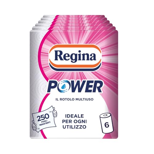 Regina Power Mehrzweckpapier, 1 Rolle mit 250 Blättern, 2-lagig, ideal für die Reinigung jeder Oberfläche, recycelbar, 100% FSC-zertifiziertes Papier von Regina