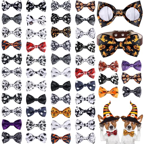 Reginary 50 Stück Hunde-Fliegen, Haustierhalsband, Schleife, Welpenhalsband, Befestigung mit Gummibändern für kleine, mittelgroße Katzen, Haustierpflege, Charms, Zubehör, Hochzeit, Geburtstag, Anlass von Reginary