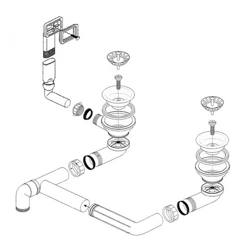 Ab- und Überlaufgarnitur für diverse Spülen von Reginox/Ablaufverbindung/Ablaufgarnitur/Ersatzteil von Reginox