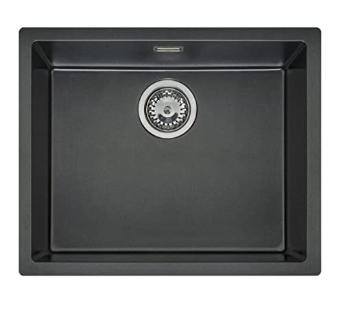 Reginox R34057 Flächenbündige Regi Granit Spüle TEXEL 50x40 (L) BLACK SILVERY ab 60 cm Schrankbreite von Reginox