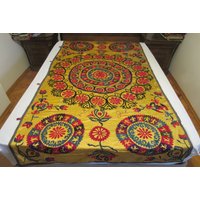 Vintage Suzani, Suzani Bettüberwurf, Handarbeit Suzani Bettüberwurf, Suzani Bettüberwurf, 7'5 Fuß X 4'2 Fuß, 230 cm 128 Nr988 , Kostenloser Versand von RegionalDesigns