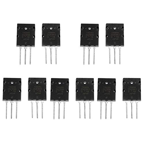 Regun Audiotransistor, 5-Paar schwarz 2SA1943 2SC5200 Hochleistungs-passender Audiotransistor, Geeignet für Hochleistungs-Audiotransistoren in Präzisionselektronik von Regun