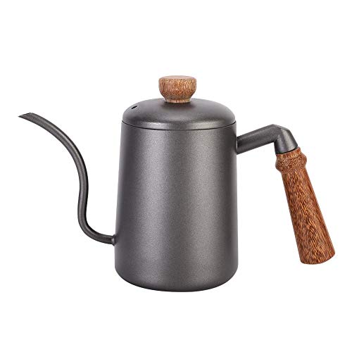 Kaffee Hand Gießkanne - 600ml Edelstahl Retro Hand Kaffee Wasser Tee Schmaler Mund Topf mit Holzgriff von Regun