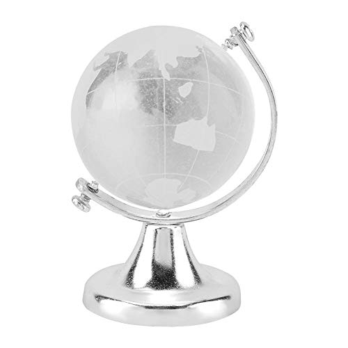 Kristallkugel Rund Globe Weltkarte Kristallglas Kugel Home Office Dekoration Geschenk (Silber) von Regun
