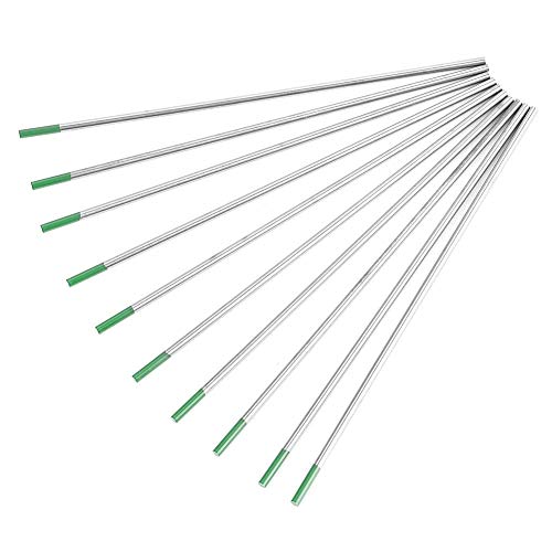 Reine Wolfram-Elektrode WP Green Tip, 10-Pack reiner Wolfram-Elektrode WP Green Tip 1.0/1.6/2.0/2.4/3.2 mm, geeignet für AC-WIG-Schweißen (2.4 mm x 175 mm) von Regun