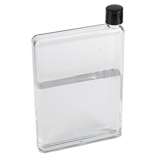 Flache Wasserflasche, Kunststoff transparent tragbaren Saft Tassen, 750ml auslaufsicher Kunststoff flach schlanke Wasserflaschen, für Schule Aktivität im Freien Fitnessstudio Radfahren Wandern (weiß) von Regun