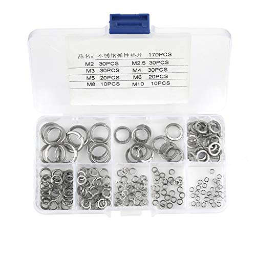 Metallreiniger-Set, M2-M10 Edelstahl SS304 Federscheibe Sortiment Kit mit dem Kasten (180pcs / box) von Regun